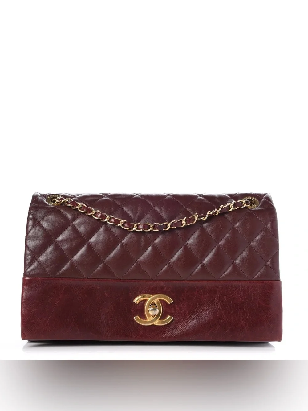 Authentic CHANEL Soft elegance quilted burgundy calf skin 2way bag